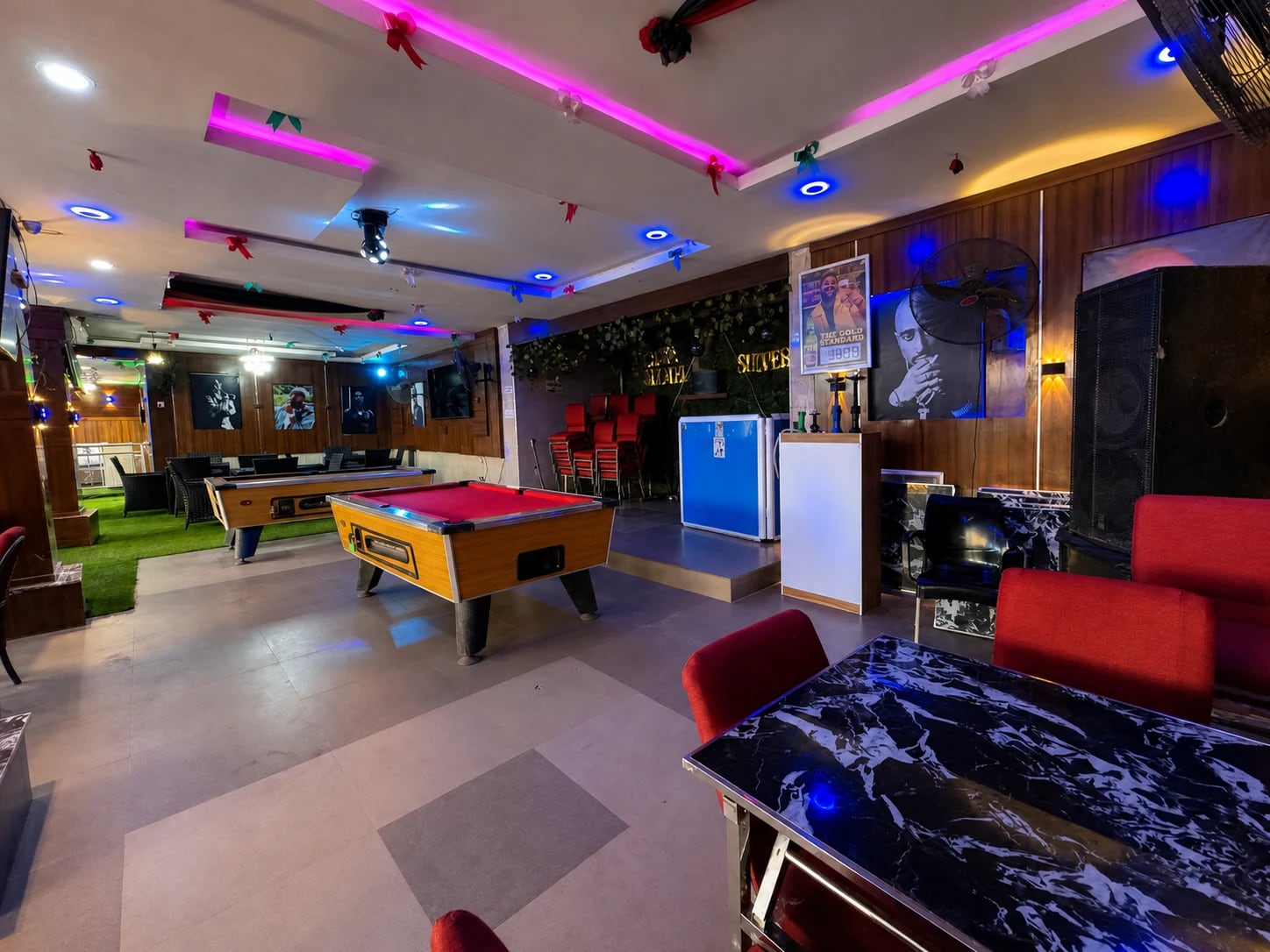 Games area within Arcadia's Outdoor Lounge